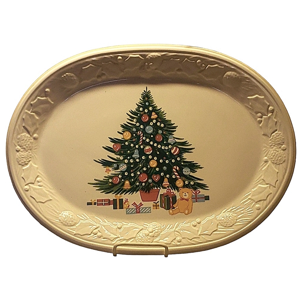 Vtg Platter Christmas Teddy Bear Turkey/Ham Himark